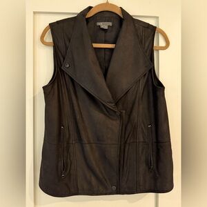 Vince Black Leather Vest - Medium